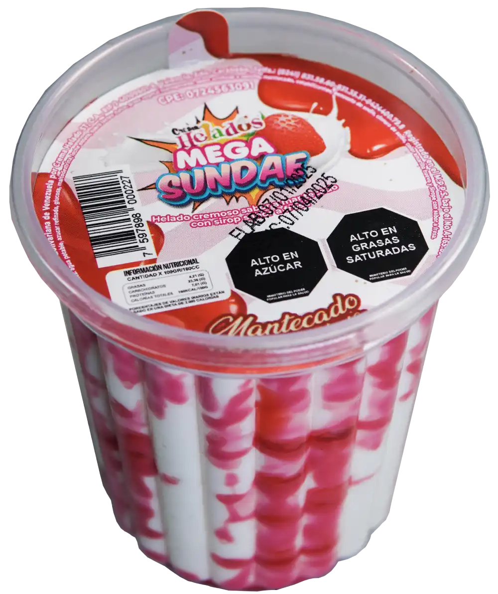Crema Helados Mega Sundae de Fresa con Sirop