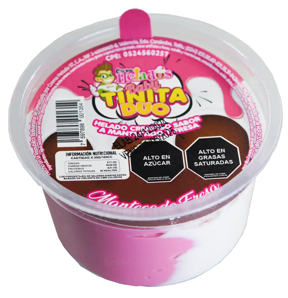 Crema Helados Baby Dúo Mantecado fresa